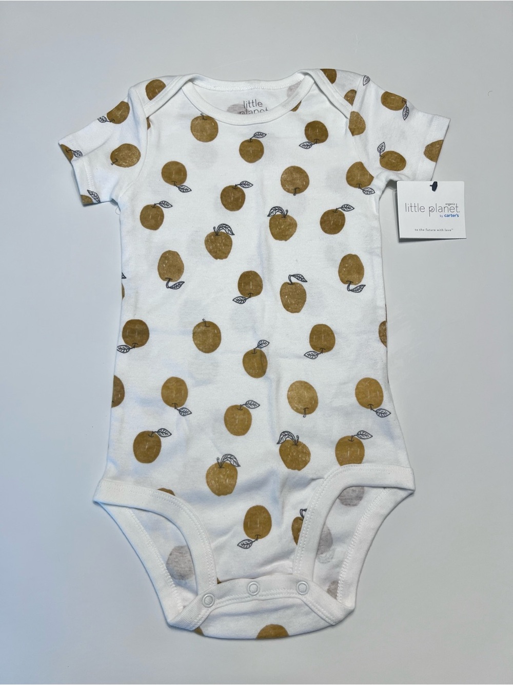 NWT Little Planet Gold Apple Onesie
